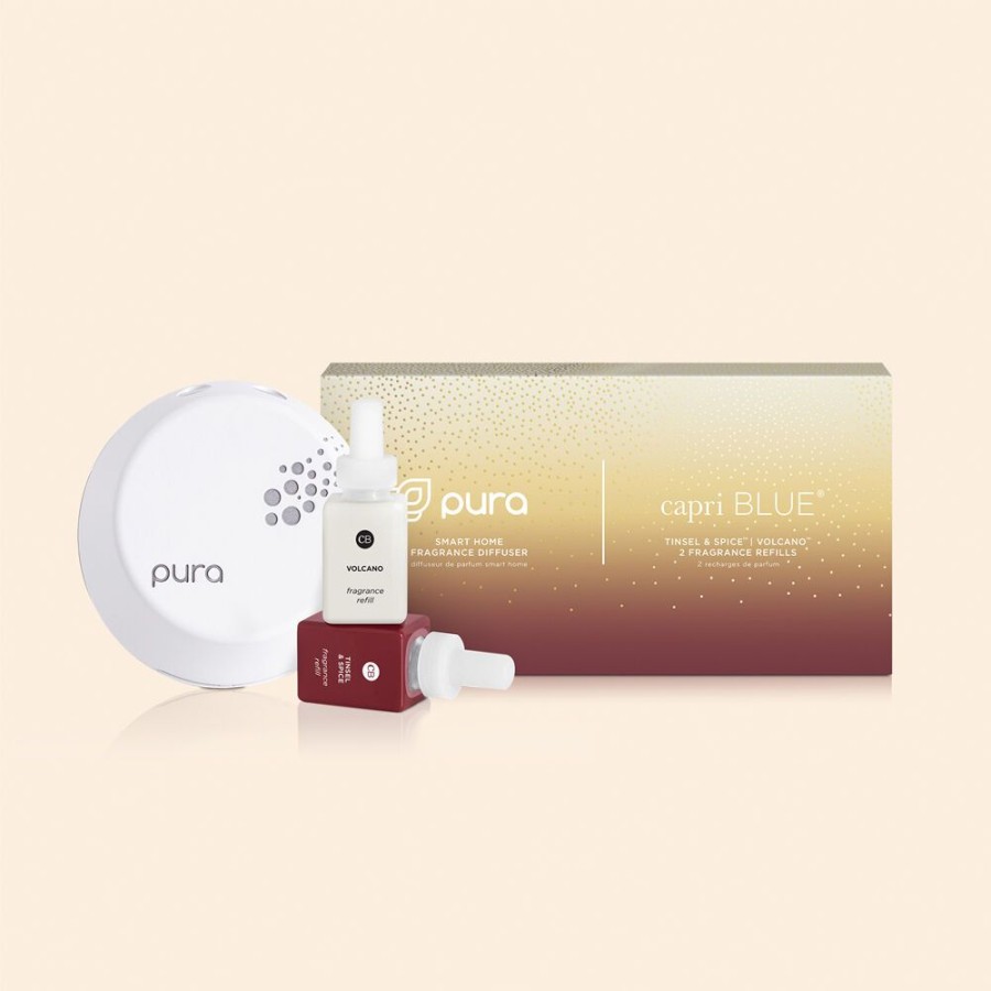 Capri Blue Cb + Pura Smart Home Diffuser Kit, Tinsel & Spice & Volcano | Pura Smart Home Fragrance